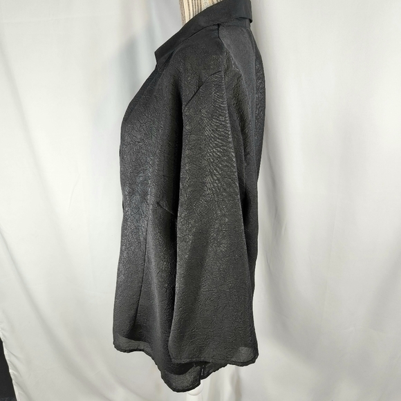 apparenza Black Layered Look Button Down 3/4 Sleeve Top Plus Size 2X - Picture 4 of 9